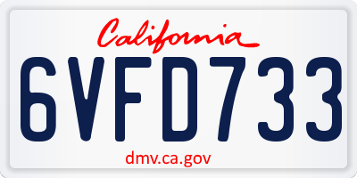 CA license plate 6VFD733