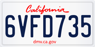 CA license plate 6VFD735