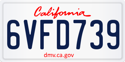 CA license plate 6VFD739
