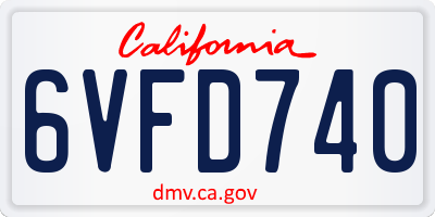 CA license plate 6VFD740