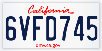 CA license plate 6VFD745