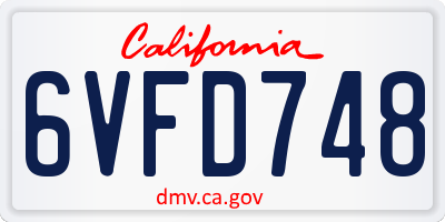 CA license plate 6VFD748