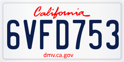 CA license plate 6VFD753