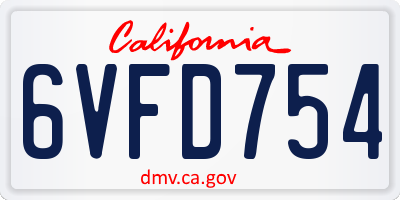 CA license plate 6VFD754