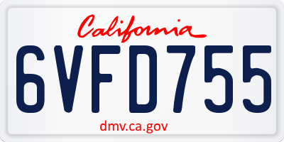 CA license plate 6VFD755