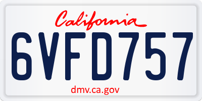 CA license plate 6VFD757