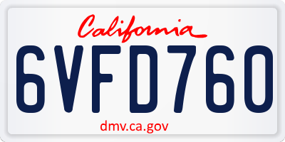 CA license plate 6VFD760