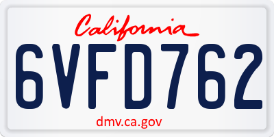 CA license plate 6VFD762