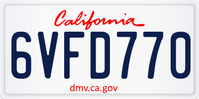 CA license plate 6VFD770