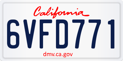 CA license plate 6VFD771