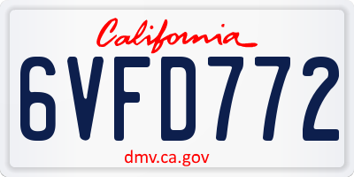 CA license plate 6VFD772