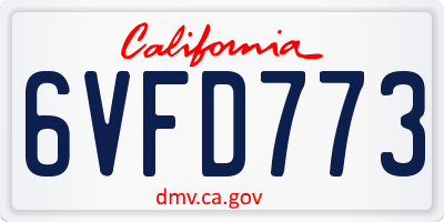 CA license plate 6VFD773