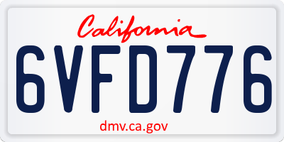 CA license plate 6VFD776
