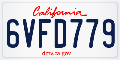 CA license plate 6VFD779