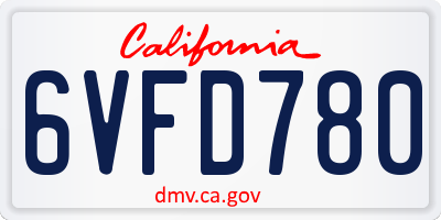 CA license plate 6VFD780