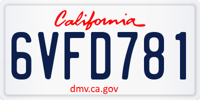CA license plate 6VFD781