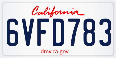 CA license plate 6VFD783