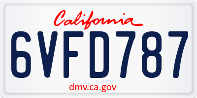 CA license plate 6VFD787