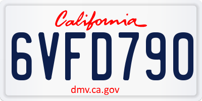 CA license plate 6VFD790