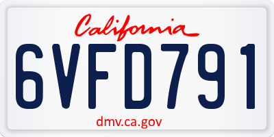 CA license plate 6VFD791