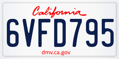 CA license plate 6VFD795