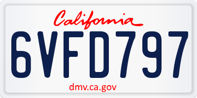 CA license plate 6VFD797