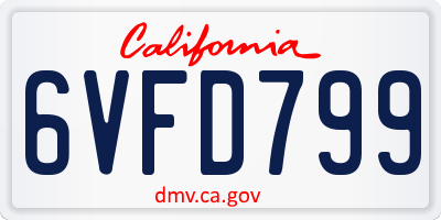 CA license plate 6VFD799