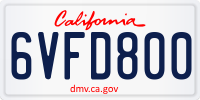 CA license plate 6VFD800