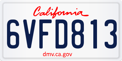 CA license plate 6VFD813