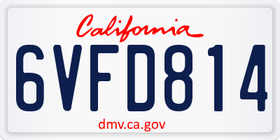 CA license plate 6VFD814