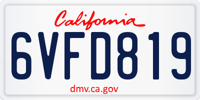 CA license plate 6VFD819