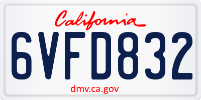 CA license plate 6VFD832