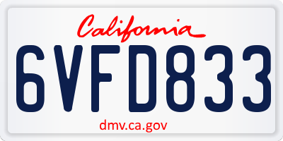 CA license plate 6VFD833