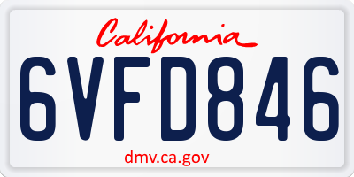 CA license plate 6VFD846