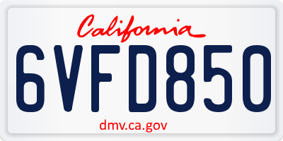 CA license plate 6VFD850