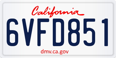 CA license plate 6VFD851