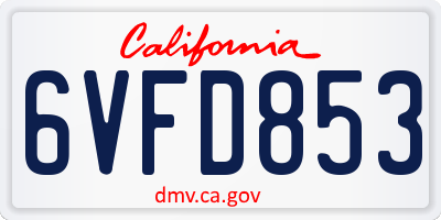 CA license plate 6VFD853