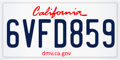 CA license plate 6VFD859