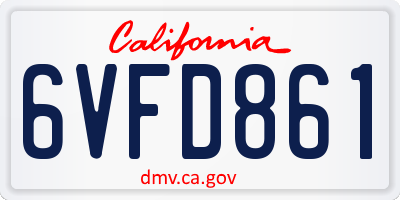 CA license plate 6VFD861