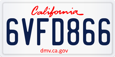 CA license plate 6VFD866