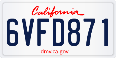 CA license plate 6VFD871