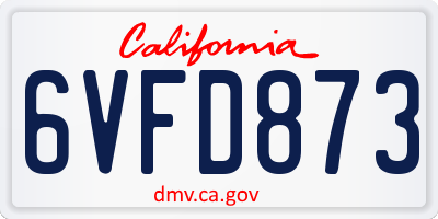CA license plate 6VFD873