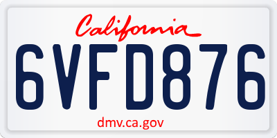 CA license plate 6VFD876
