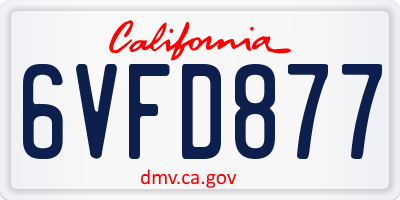 CA license plate 6VFD877