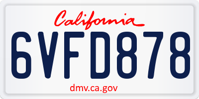 CA license plate 6VFD878