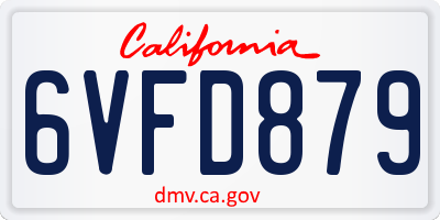 CA license plate 6VFD879