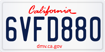 CA license plate 6VFD880