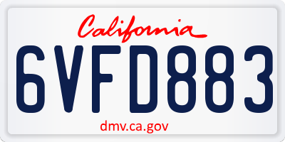 CA license plate 6VFD883