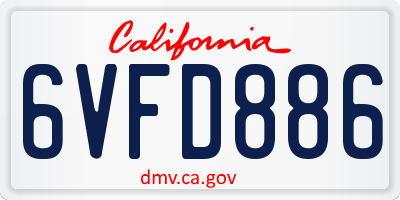 CA license plate 6VFD886
