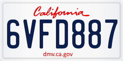 CA license plate 6VFD887